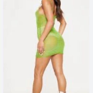 Metallic Mini Green Dress w/ chain